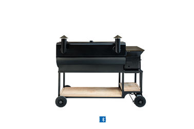 Large Black  Wood Pellet Barbecue Grills Steel Structure Restaurant Outdoor Use
