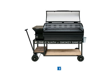 Large Black  Wood Pellet Barbecue Grills Steel Structure Restaurant Outdoor Use