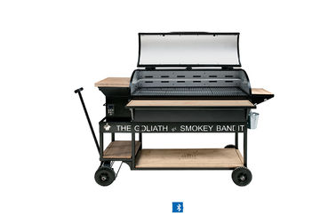 Large Black  Wood Pellet Barbecue Grills Steel Structure Restaurant Outdoor Use