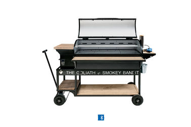 Large Black  Wood Pellet Barbecue Grills Steel Structure Restaurant Outdoor Use